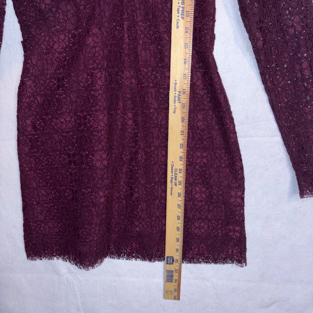 Free People Honey Honey mini dress Burgundy Lace V-Neck Open Back Long Sleeve - Picture 10 of 13